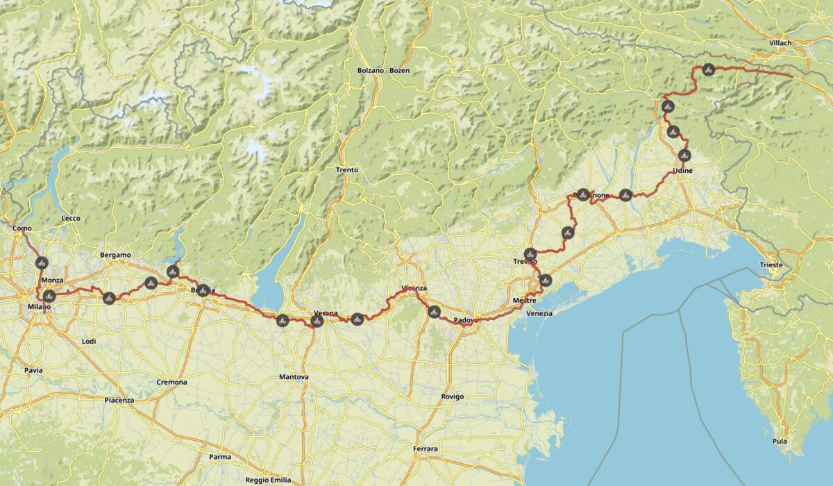 Komoot Maps E-Bike Tour through Europe with my Dog 2019 – Italy