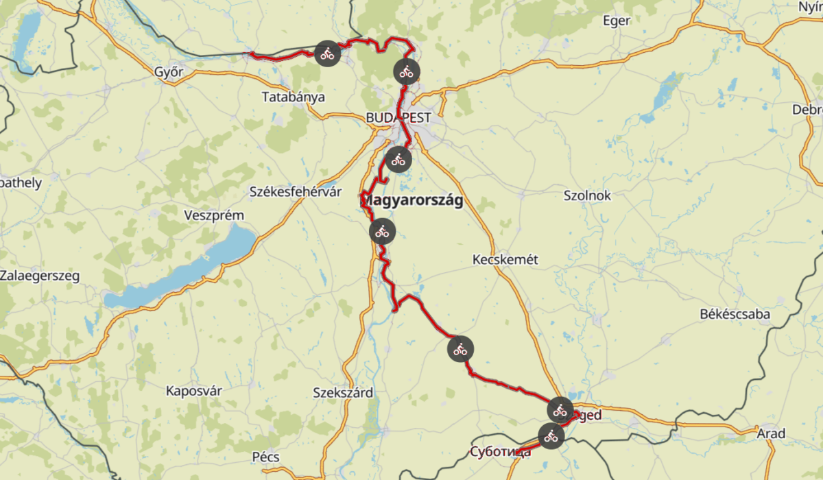Komoot Karten E-Bike Europatour mit Hund 2019 – Ungarn