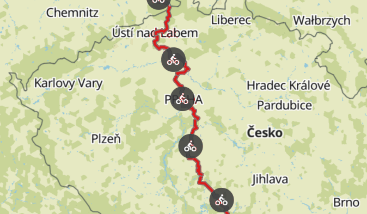 Komoot maps e-bike tour Europe with my dog 2019 – Czech Republic
